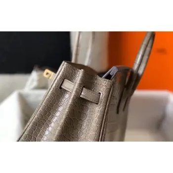 Hermes Birkin 25cm Taška v taupe embosované krokodýlí kůži