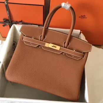 Hermes Gold Birkin 30cm Clemence Ručně vyráběná taška