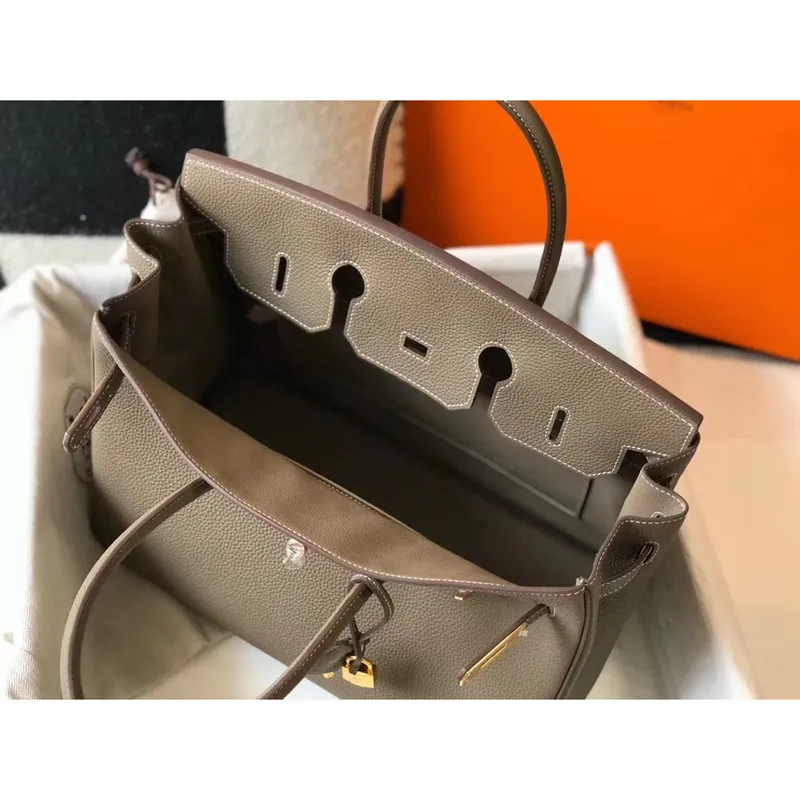 Hermes Taupe Clemence Birkin 35cm Taška