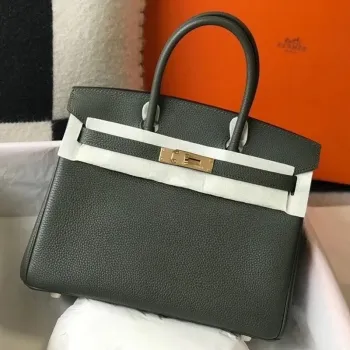 Hermes Vert Fonce Clemence Birkin 30cm Taška GHW