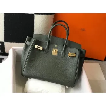 Hermes Vert Fonce Clemence Birkin 30cm Taška GHW
