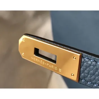 Hermès modrý achát Clemence Birkin taška 35 cm