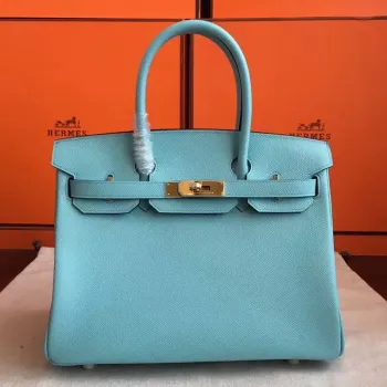Hermes Blue Atoll Birkin 25cm Epsom Ručně vyráběná taška