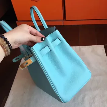 Hermes Blue Atoll Birkin 25cm Epsom Ručně vyráběná taška