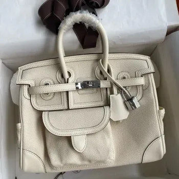 Hermes Birkin Cargo 25 Taška v Craie Toile a Swift kůži