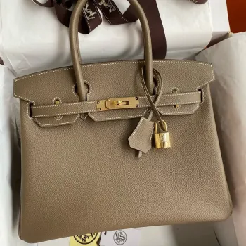 Hermes Birkin 35 Retourne Ručně vyráběná taška v taupe Epsom telecí kůži