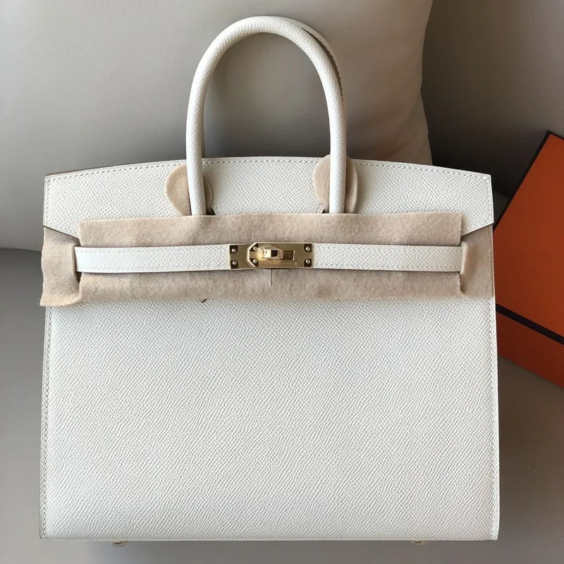 Hermes Birkin 25 Sellier Ručně vyráběná taška v Craie Epsom telecí kůži