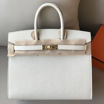 Hermes Birkin 25 Sellier Ručně vyráběná taška v Craie Epsom telecí kůži
