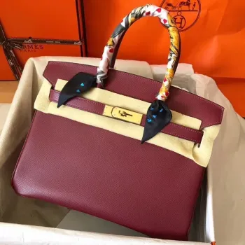 Hermès Bordeaux Birkin 30cm Epsom Ručně vyráběná taška