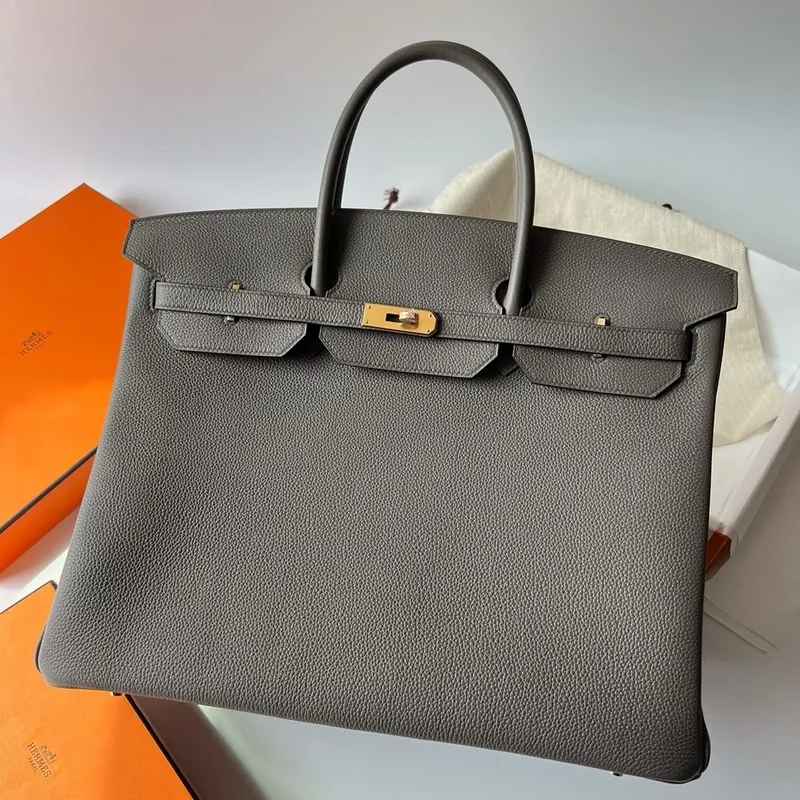 Hermes Birkin 40 Retourne Ručně vyráběná taška z kůže Etain Clemence
