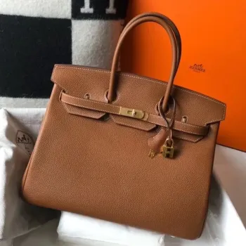 Hermès Hnědá Clemence Birkin 35cm Taška