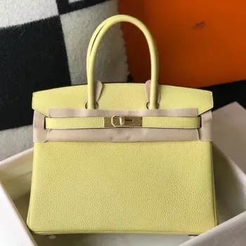 Hermes Jaune Poussin Clemence Birkin 30cm Taška