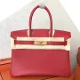 Hermes červená Birkin 30cm Swift ručně vyráběná taška