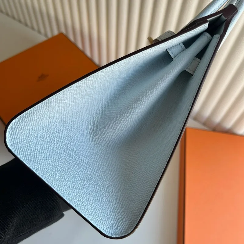 Hermes Birkin 25 Sellier Ručně vyráběná taška v modré Brume Epsom telecí kůži