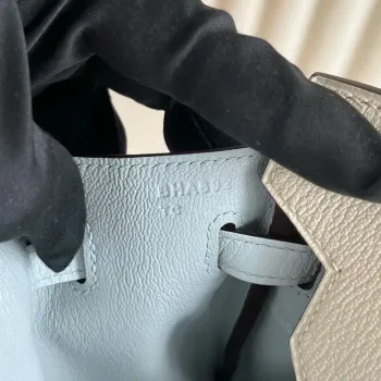 Hermes HSS Birkin 25 Bicolor Taška v Nata a Blue Brume Chevre Mysore Kůži