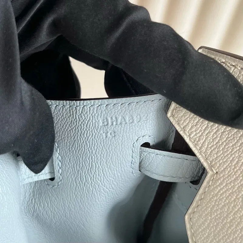 Hermes HSS Birkin 25 Bicolor Taška v Nata a Blue Brume Chevre Mysore Kůži