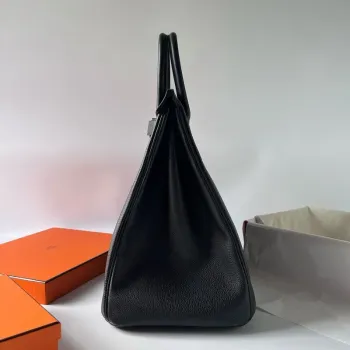 Hermes HAC Birkin 40 Ručně vyráběná taška z černé kůže Clemence