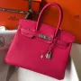Hermès Rose Red Clemence Birkin 30cm Taška