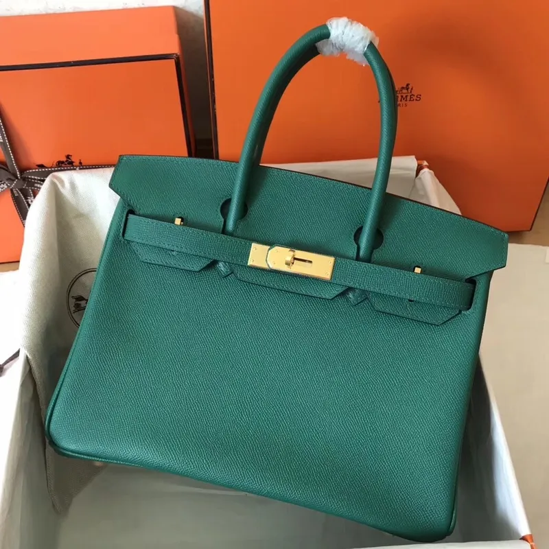 Hermes Malachite Birkin 30cm Epsom Ručně vyrobená taška