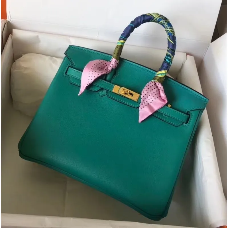 Hermès Malachitová Birkin 25cm Swift Ručně vyrobená taška