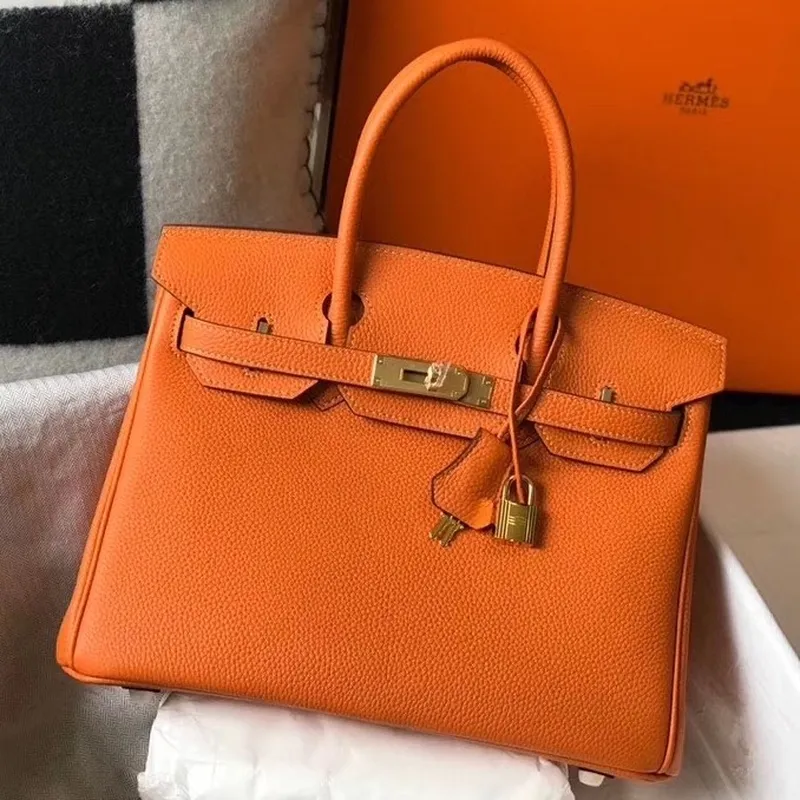 Hermès Orange Clemence Birkin 30cm Taška