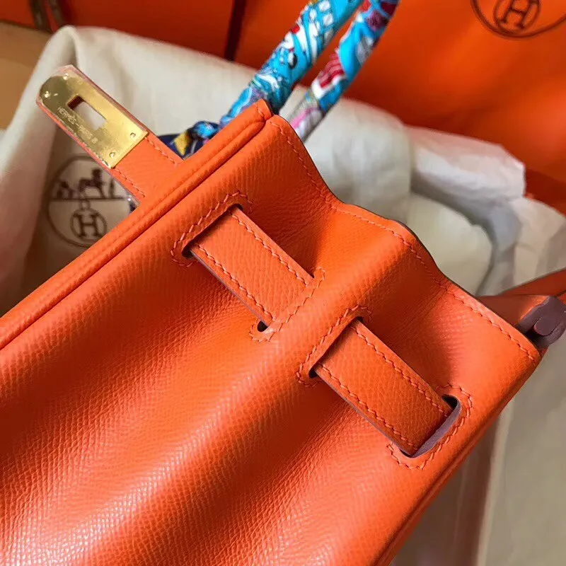 Hermès oranžová Birkin 30cm Epsom ručně vyráběná taška