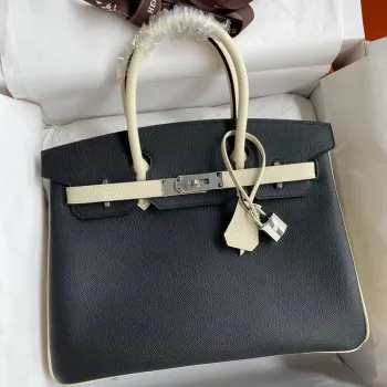 Hermes HSS Birkin 30 Bicolor Taška v černé a krémové Epsom telecí kůže