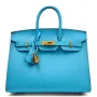 Hermes Birkin 25 Sellier Ručně vyráběná taška v Celeste Epsom telecí kůži