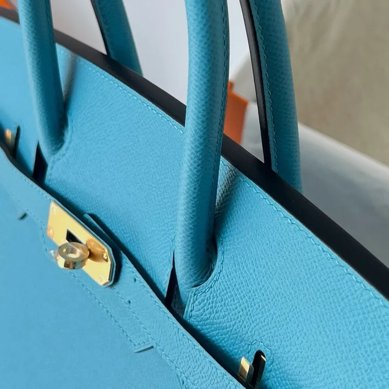 Hermes Birkin 25 Sellier Ručně vyráběná taška v Celeste Epsom telecí kůži