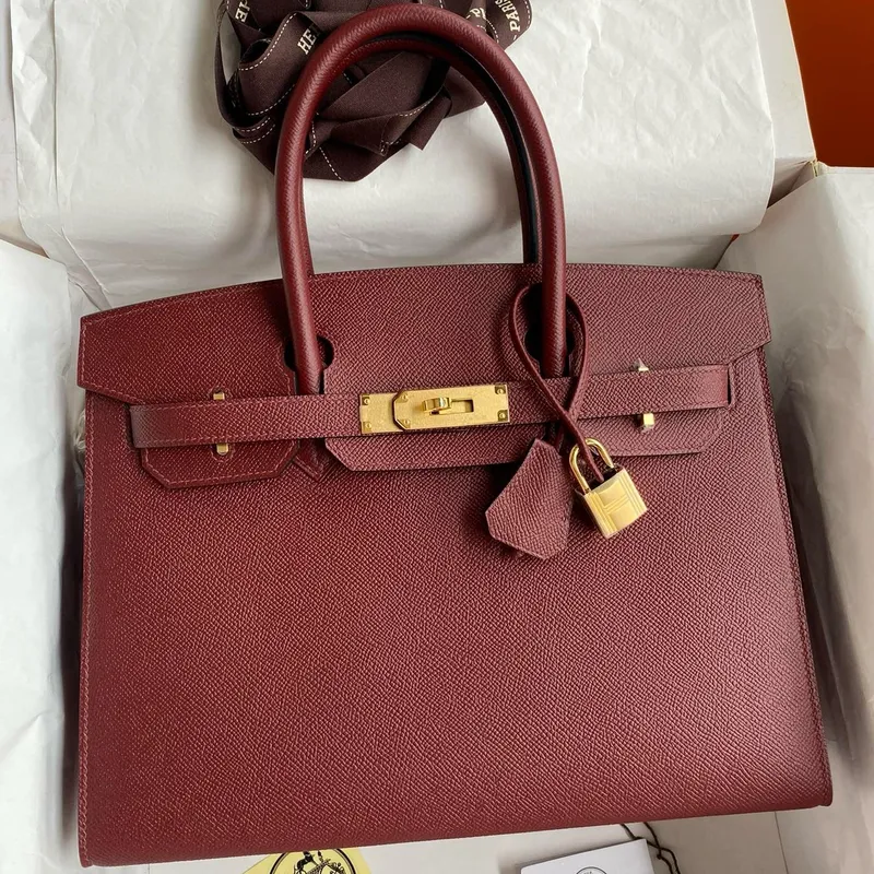 Hermes Birkin 30 Sellier Ručně vyráběná taška v Rouge H Epsom telecí kůži