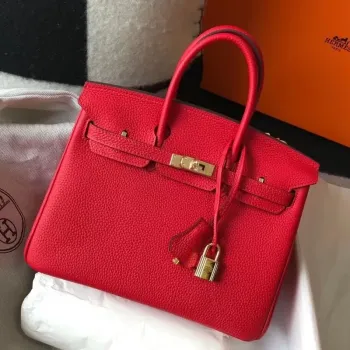 Hermes Birkin 25cm Taška v červené kůži Clemence