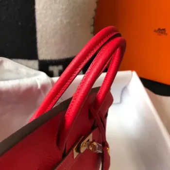 Hermes Birkin 25cm Taška v červené kůži Clemence