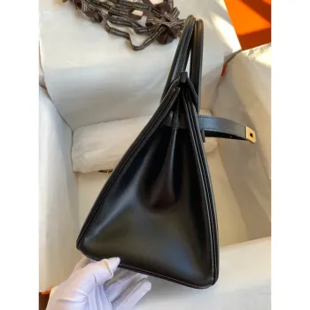 Hermes Birkin 30 Retourne Ručně vyráběná taška v černé boxovací telecí kůži