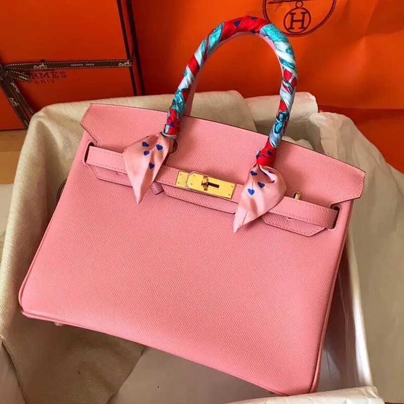 Hermes Růžová Birkin 30cm Epsom Ručně vyráběná taška