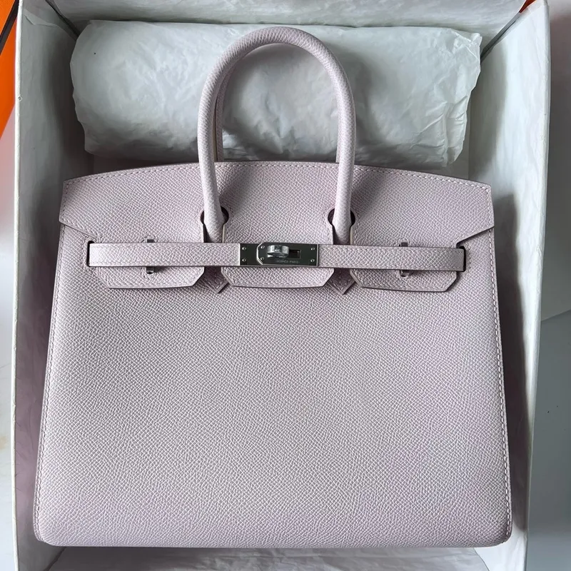 Hermes Birkin 25 Sellier Ručně vyráběná taška v jemně fialové Epsom telecí kůži