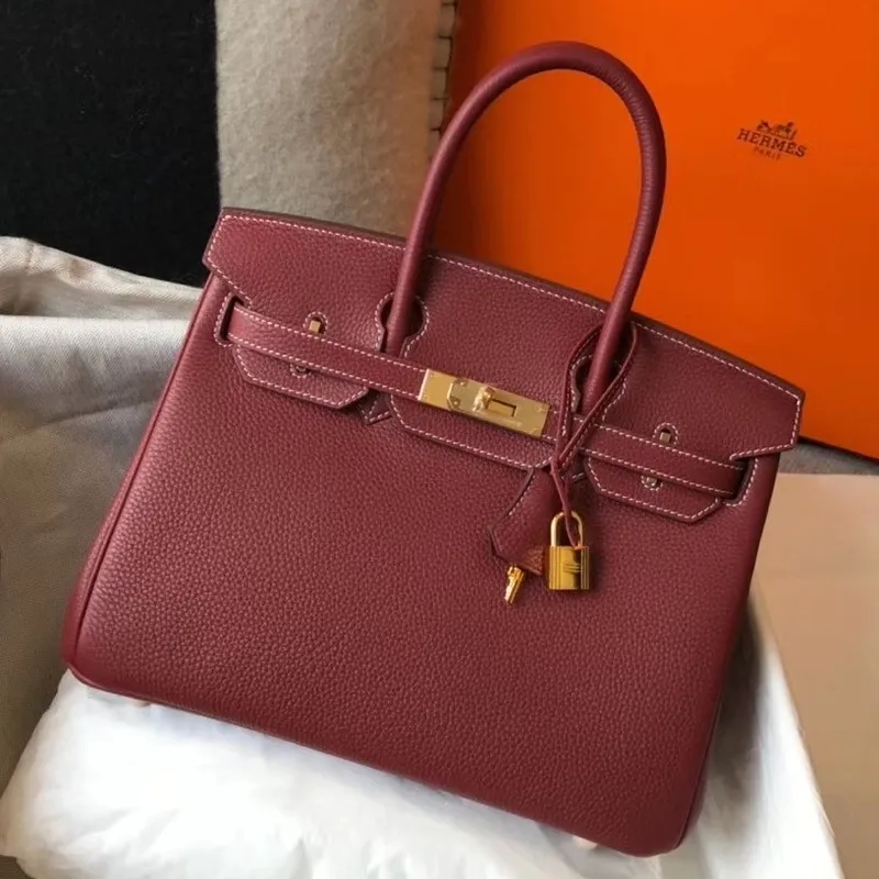 Hermès Bordeaux Clemence Birkin 30cm Taška