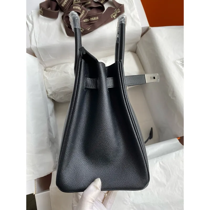 Hermes Birkin 35 Retourne Ručně vyráběná taška v černé Epsom telecí kůži