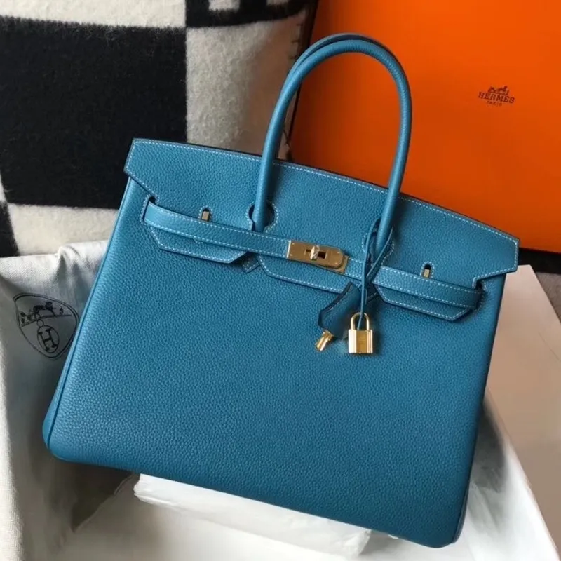 Hermès Blue Jean Clemence Birkin 35cm Taška