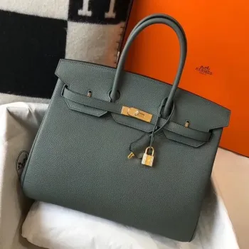 Hermes Vert Amande Clemence Birkin 35cm Taška