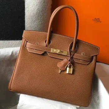 Hermès Hnědá Clemence Birkin 30cm Taška