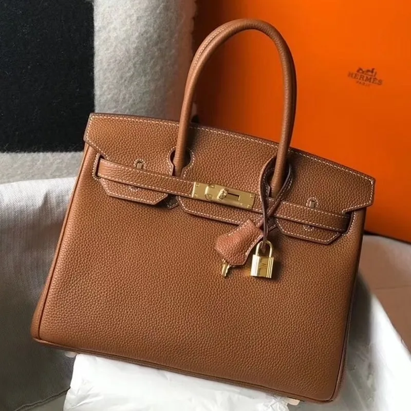 Hermès Hnědá Clemence Birkin 30cm Taška