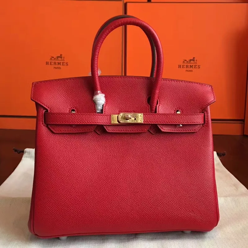Hermes Červená Birkin 25cm Epsom Ručně vyráběná taška