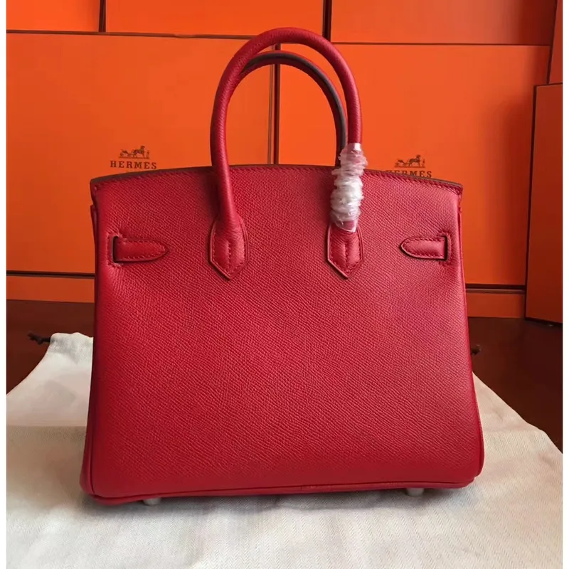 Hermes Červená Birkin 25cm Epsom Ručně vyráběná taška