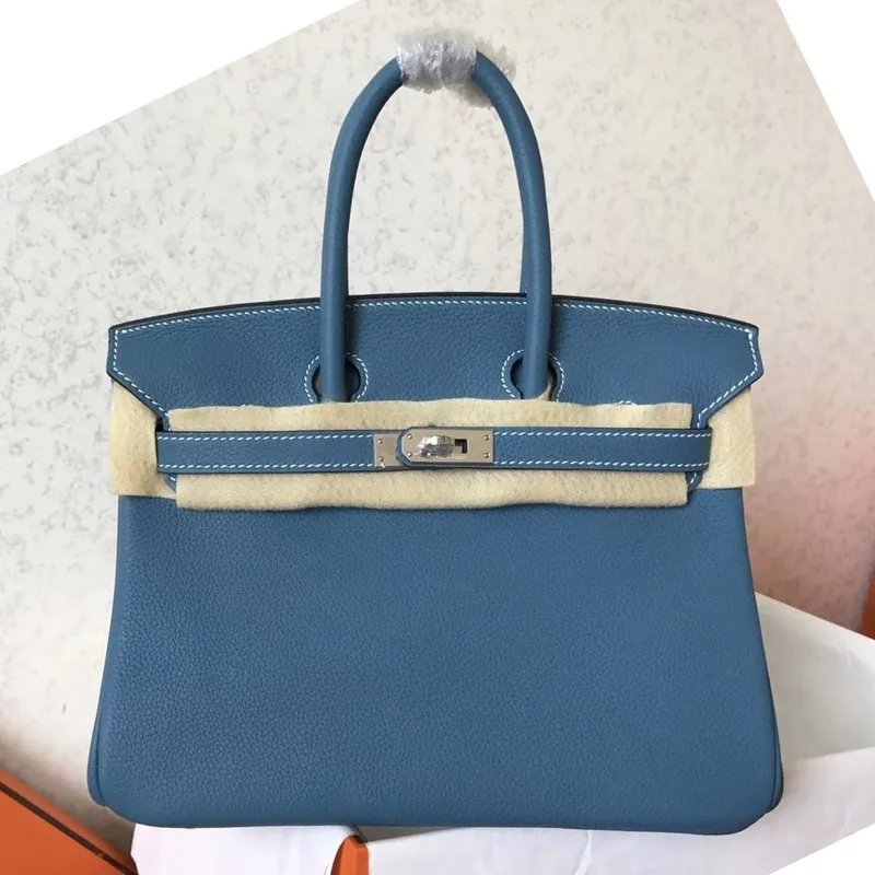Hermes Blue Jean Birkin 25cm Clemence Ručně vyráběná taška