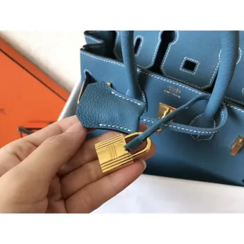 Hermes Blue Jean Birkin 25cm Clemence Ručně vyráběná taška