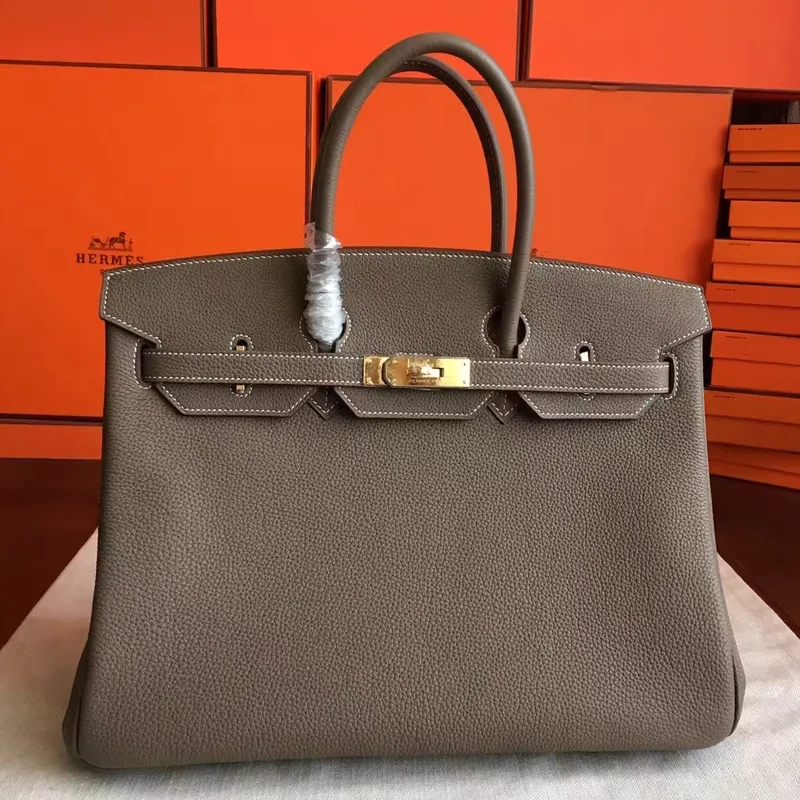 Hermes Etoupe Clemence Birkin 40cm Ručně vyráběná taška