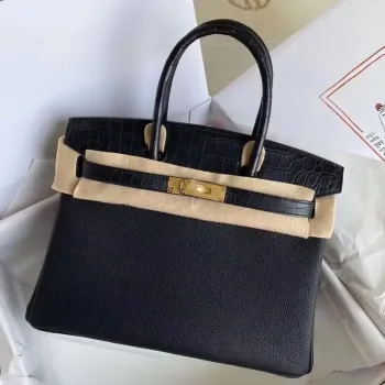 Hermes Black Touch Birkin 30cm Taška Matný Niloticus Krokodýlí Kůže
