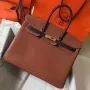 Hermes Bi Color Birkin 35cm Taška v Hnědé/Černé Kůže Clemence
