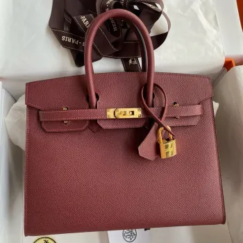 Hermes Birkin 25 Sellier Ručně vyráběná taška v Rouge H Epsom telecí kůži