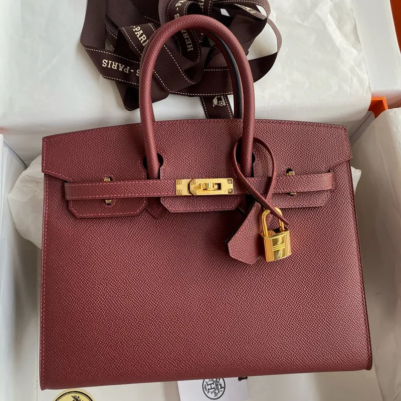 Hermes Birkin 25 Sellier Ručně vyráběná taška v Rouge H Epsom telecí kůži